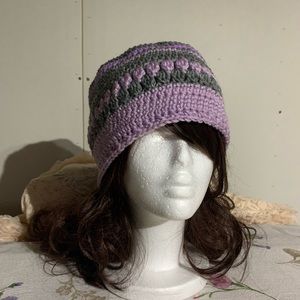 Handmade Gray Lavender Beanie Hat